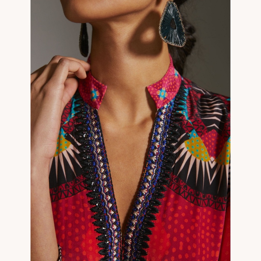Bhanuni by Jyoti x Anthropologie Beaded Maxi Midi Dress, Size 0 Petite - Picture 6 of 15